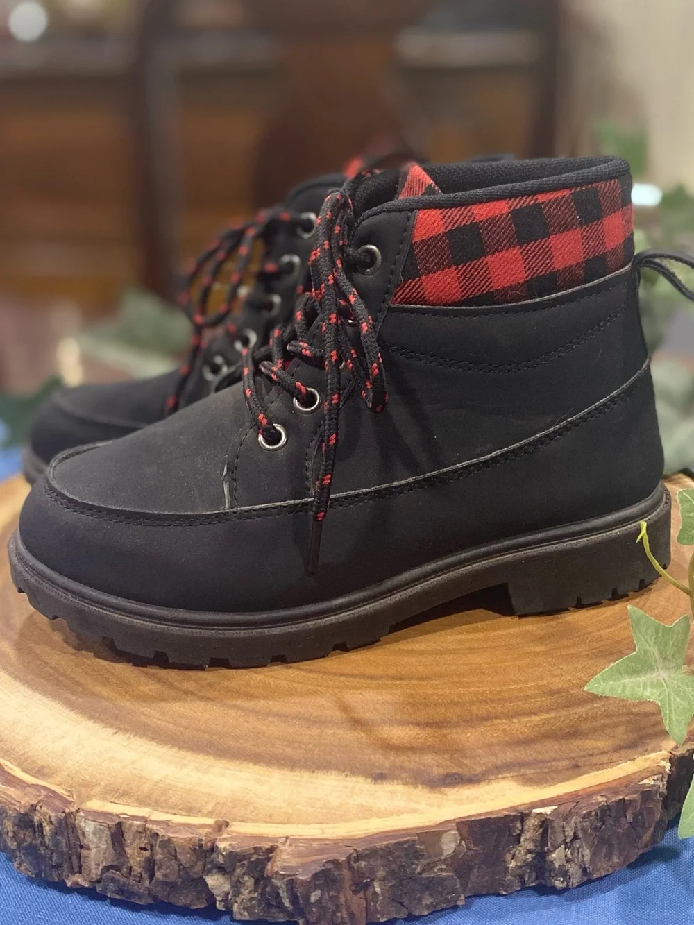Portland Boot Company Boy’s Red and Black Buffalo Check Work Boot Size 13